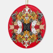 Collage van Hand Drawn Funny Chickens Keramisch Ornament (Links)