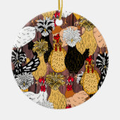 Collage van Hand Drawn Funny Chickens Keramisch Ornament (Voorkant)