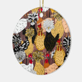 Collage van Hand Drawn Funny Chickens Keramisch Ornament (Links)