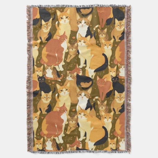 Collage van katten in bruin, bruin en roest deken (Voorkant Verticaal)