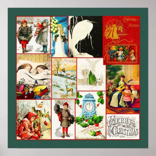  collage van Kerstmis en winterscènes Poster (Voorkant)