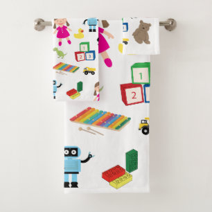 Collage van Kinder speelgoed Bad Handdoek