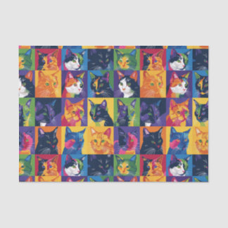 Collage van kleurrijke Pop Art Cats Decoupage Tissuepapier