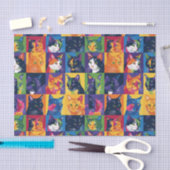Collage van kleurrijke Pop Art Cats Decoupage Tissuepapier (Craft)