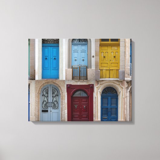 Collage van kleurrijke voordeuren canvas afdruk (Voorkant)