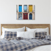 Collage van kleurrijke voordeuren canvas afdruk (Insitu (Slaapkamer))