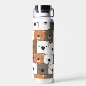 Collage van leuke beren gezichten waterfles (Achterkant)