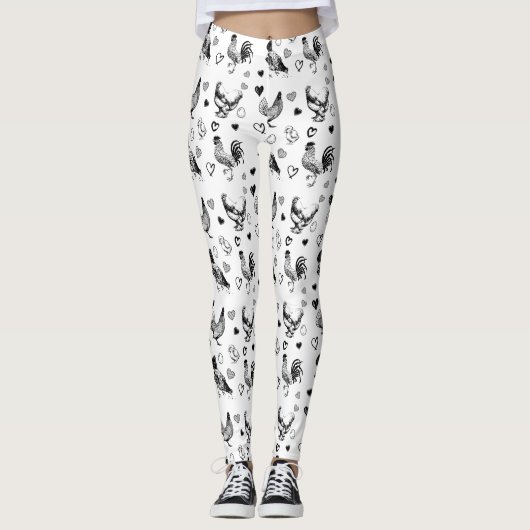 Collage van Leuke Kippen Leggings (Voorkant)