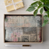 Collage van oude briefkaarten tissuepapier (Geschenk)