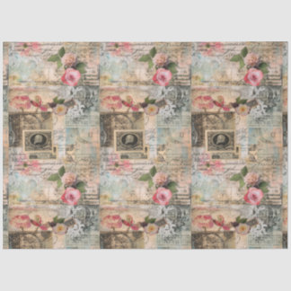 Collage van oude briefkaarten tissuepapier