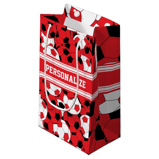 Collage van rood Voetbal | personaliseren Klein Cadeauzakje (Voorkant Gekanteld)