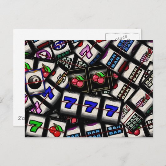 Collage van sleufmachineleesjes briefkaart (Voorkant / Achterkant)