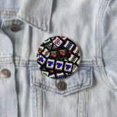 Collage van sleufmachineleesjes ronde button 7,6 cm (In situ)