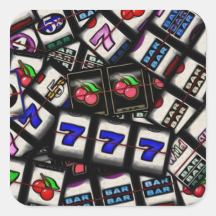 Collage van sleufmachineleesjes vierkante sticker