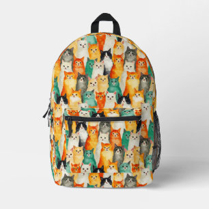 Collage van Waterverf Cats Pattern Bedrukte Rugzak