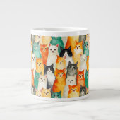 Collage van Waterverf Cats Pattern Extra Grote Beker (Voorkant)