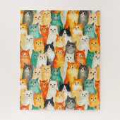 Collage van Waterverf Cats Pattern Legpuzzel (Verticaal)