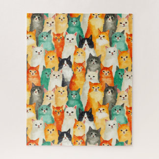 Collage van Waterverf Cats Pattern Legpuzzel