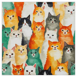 Collage van Waterverf Cats Pattern Stof