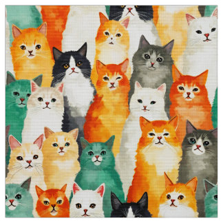 Collage van Waterverf Cats Pattern Stof