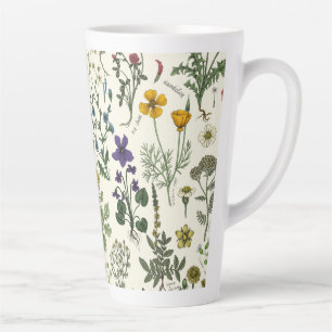 Collage van wilde bloemen latte mok