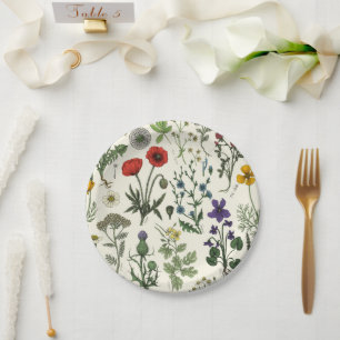 Collage van wilde bloemen papieren bordje