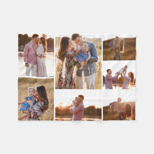 Collage van zeven gepersonaliseerde fotodeken fleece deken (Voorkant (Horizontaal))