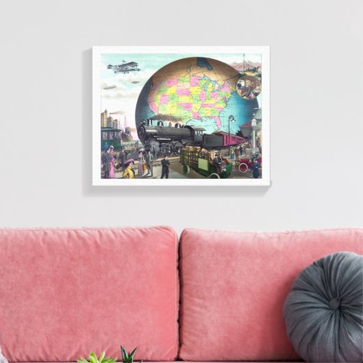 Collage Vervoer van de twintigste eeuw Canvas Afdruk (Insitu (Woonkamer))