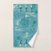 Collage Vintage Hawaiian Travel dans le Turquoise (Serviette à main)