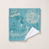 Collage Vintage Hawaiian Travel dans le Turquoise (Gant de toilette)