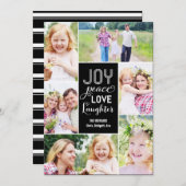 Collage Wishes Holiday Photo Card - Zwart Feestdagenkaart (Voorkant / Achterkant)