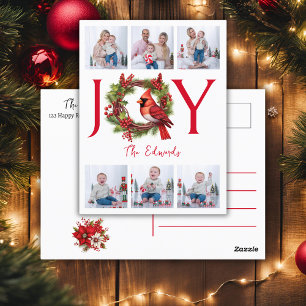 Collage zes foto's Joy Christmas Briefkaart