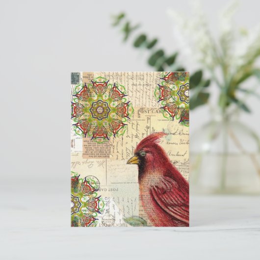 Collaged Old Letters and Briefkaarten with Bird (Staand voorkant)