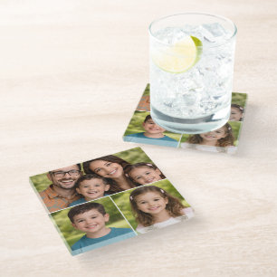 Collagefoto's familiefoto's herinneringen glazen onderzetter