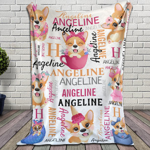 Collagenaam met Corgi-honden en patroonnaam Fleece Deken
