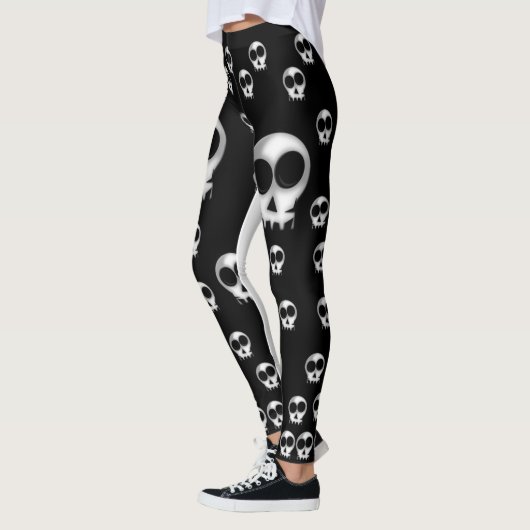 collant long noir et blanc squelette adolescent (Gauche)