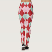 Collants à carreaux de Noël rouge rose et menthe (Dos)