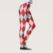 Collants à carreaux de Noël rouge rose et menthe (Droite)