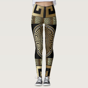 Collants à clé dorée grecque