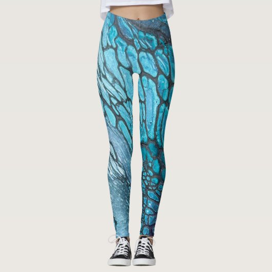 Collants à écailles de dragon turquoise (Devant)
