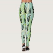 Collants à feuilles de fougère noire tropicale (Dos)