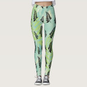 Collants à feuilles de fougère noire tropicale (Devant)