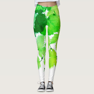 Collants à feuilles de vigne vertes rêveuses