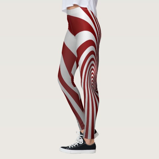 Collants à illusion d'optique rouge et blanc (Gauche)