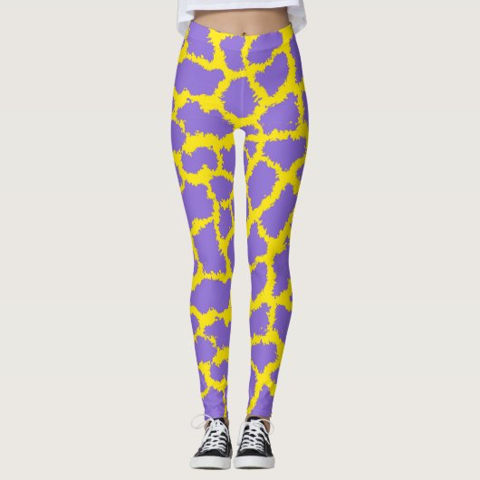 Collants à Imprimé Girafe sur Fond Violet (Devant)