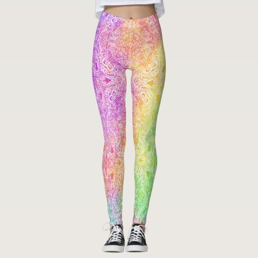 Collants à médaillon arc-en-ciel et blanc (Devant)