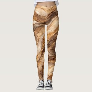 Collants à motif abstrait de vagues en cuivre doré