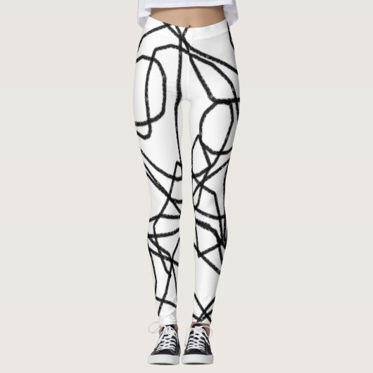 Collants à motif abstrait noir et blanc (Devant)