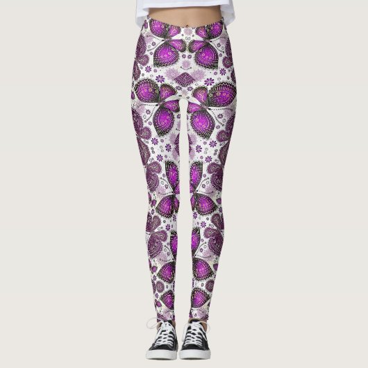 Collants à motif batik papillon violet (Devant)