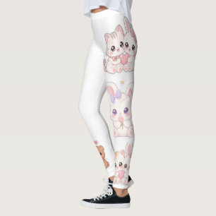Collants à motif d'animaux mignons Kawaii pastel